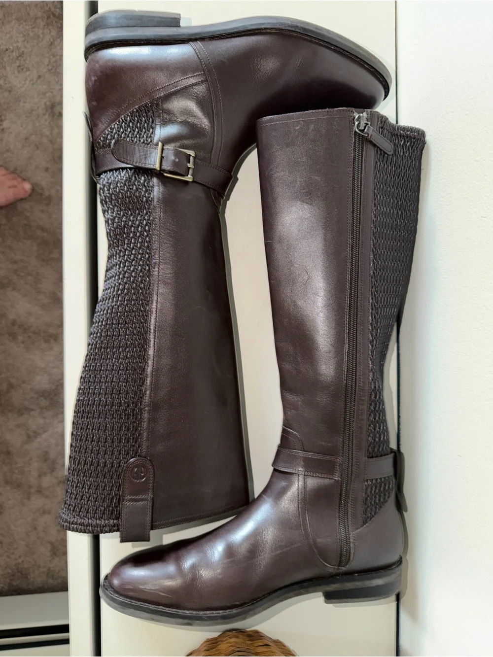 Cole Haan Clover Stretch Side Buckle Tall Riding Boots - Dark Brown. Sz 8.5B